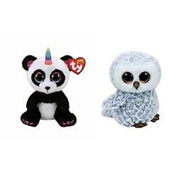 Foto van Ty - knuffel - beanie boo's - paris panda & owlette owl