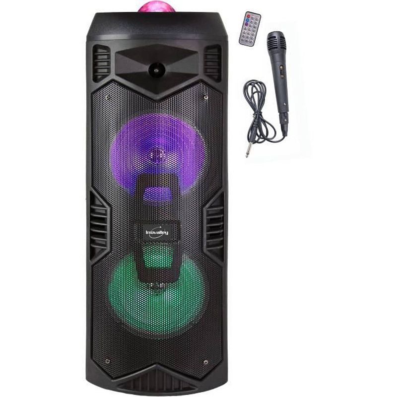 Foto van Inovalley ka112bowl - 600w bluetooth-lichtspeaker - karaokefunctie - 2 luidsprekers - led-caleidoscoopbal - usb-poort