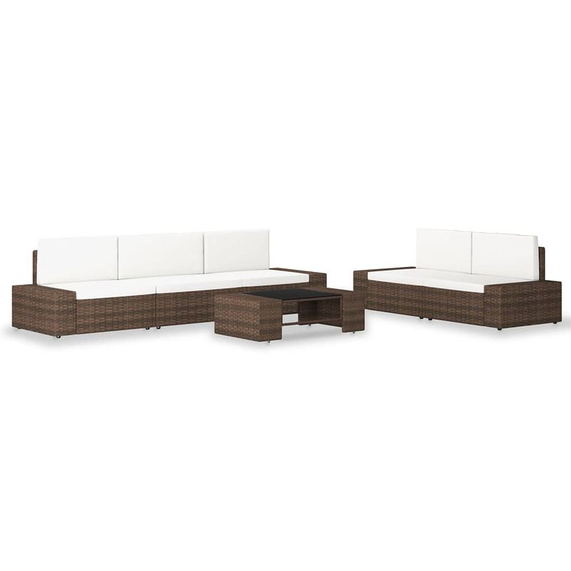 Foto van Vidaxl 6-delige loungeset poly rattan bruin