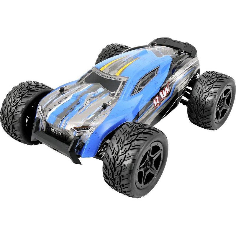 Foto van Reely blue brushed 1:14 rc auto elektro racewagen 4wd rtr 2,4 ghz incl. accu en lader