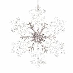 Foto van Kerstboom decoratie sneeuwvlok 21 cm transparant/zilver