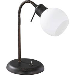 Foto van Led bureaulamp - trion frudo - 4w - e14 fitting - warm wit 3000k - rond - roestkleur - aluminium