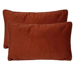 Foto van Atmosphera bank/sierkussens huiskamer sophia - 2x - 30 x 50 cm - terracotta - polyester - met rits - sierkussens