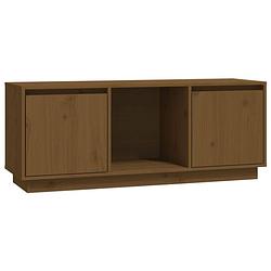 Foto van The living store tv-meubel grenenhout honingbruin 110.5x35x44 cm - praktisch en modern