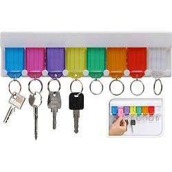 Foto van Sleutelrekje met 8 sleutelhangers 29 cm - sleutels ophangen/bewaren - sleutelkastje met sleutelhangers