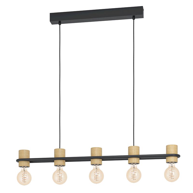 Foto van Eglo chieveley hanglamp - e27 - 88,5 cm - zwart/bruin