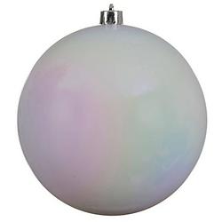 Foto van 1x grote raam/deur/kerstboom decoratie parelmoer witte kerstballen 20 cm glans - kerstbal