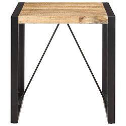 Foto van The living store houten eettafel industriële stijl - 70x70x75 cm - mangohouten tafel