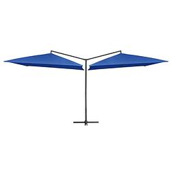 Foto van Vidaxl parasol dubbel met stalen paal 250x250 cm azuurblauw