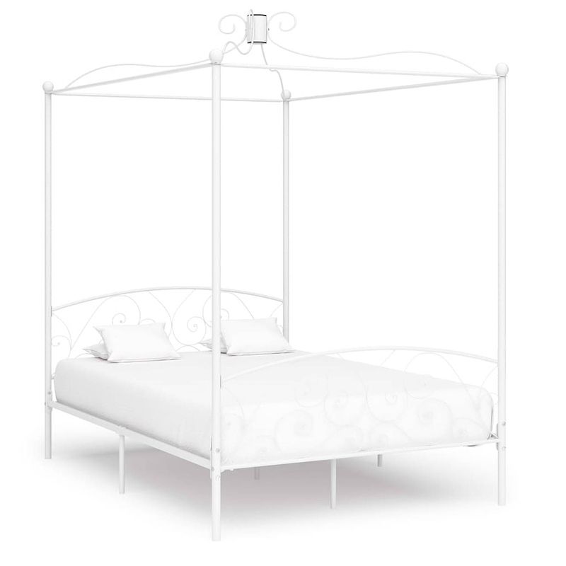 Foto van Vidaxl hemelbedframe metaal wit 120x200 cm