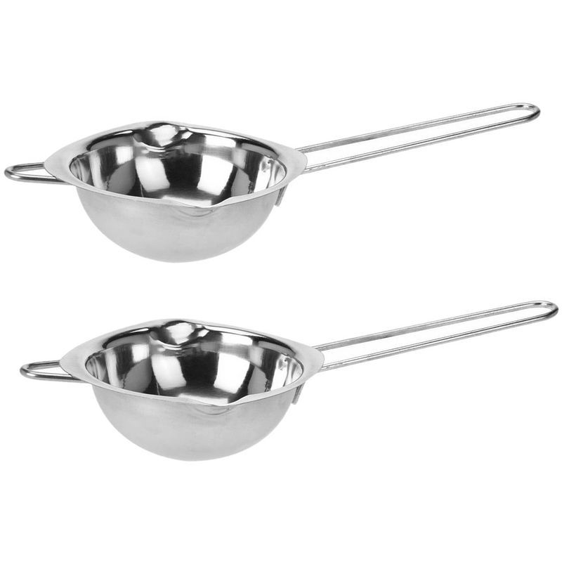 Foto van Excellent houseware smeltpan - 2x - d14 cm - rvs - incl. schenktuit - au bain marie - steelpannen