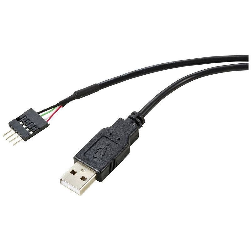 Foto van Renkforce usb-kabel usb 2.0 shrouded header 4-polig, usb-a stekker 0.40 m zwart afscherming gevlochten rf-5719750