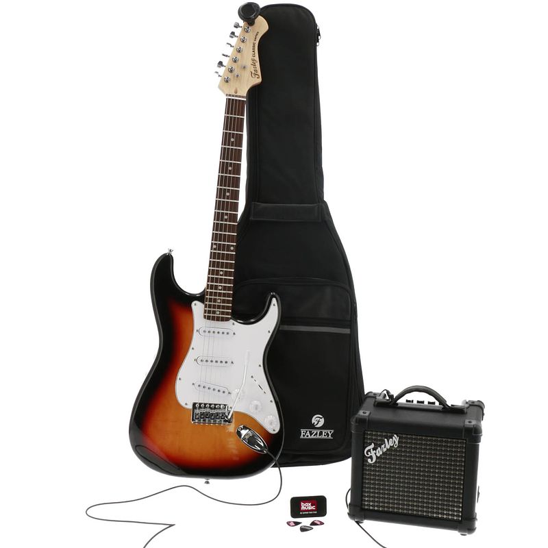 Foto van Fazley fst118sb sunburst elektrische gitaar starterset met versterker