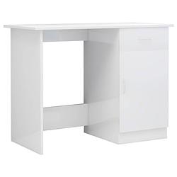 Foto van The living store bureau 100x50x76 cm bewerkt hout hoogglans wit - bureau