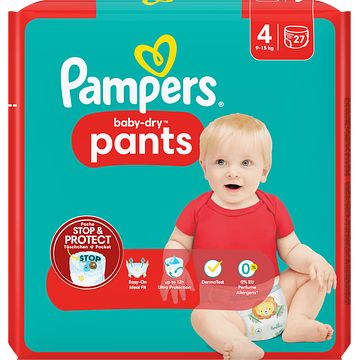 Foto van Pampers babydry pants maat 4, 27 luierbroekjes, 9kg15kg bij jumbo