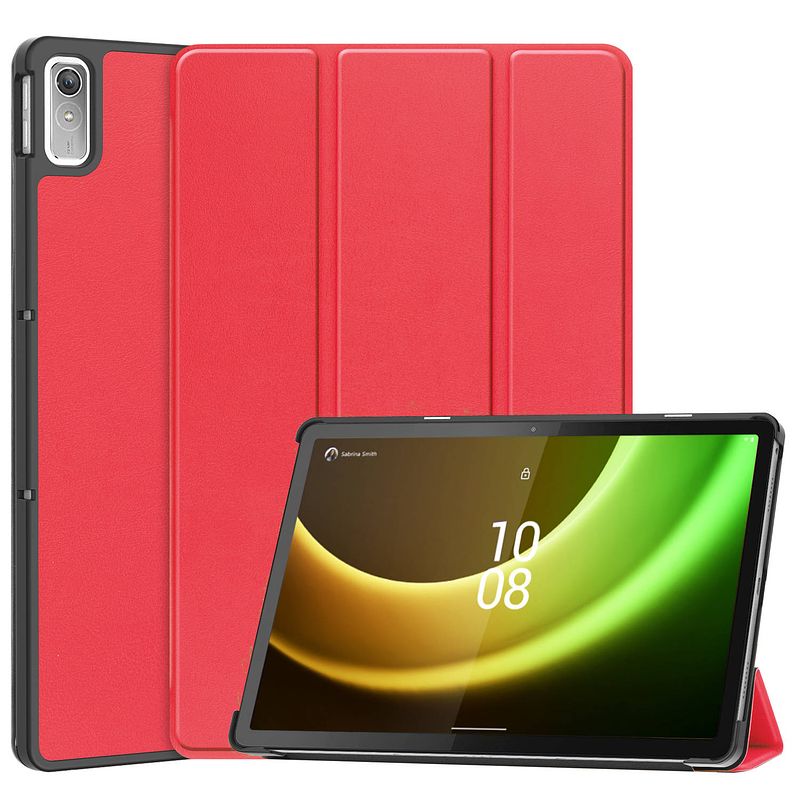 Foto van Basey lenovo tab p11 (2e gen) hoesje kunstleer hoes case cover lenovo tab p11 (2e gen)-rood