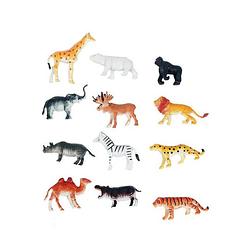 Foto van 12x kunststof speelgoed safari dieren 6 cm - speelfigurenset