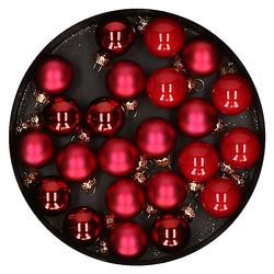 Foto van Othmar decorations mini kerstballen van glas - 24x - rood - 2,5 cm - kerstbal