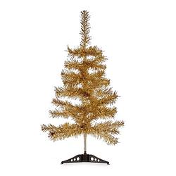 Foto van Kleine glitter bronzen kerstboom van 60 cm - kunstkerstboom