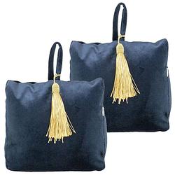 Foto van 2x stuks fluwelen deurstoppers 18 cm navy - deurstoppers