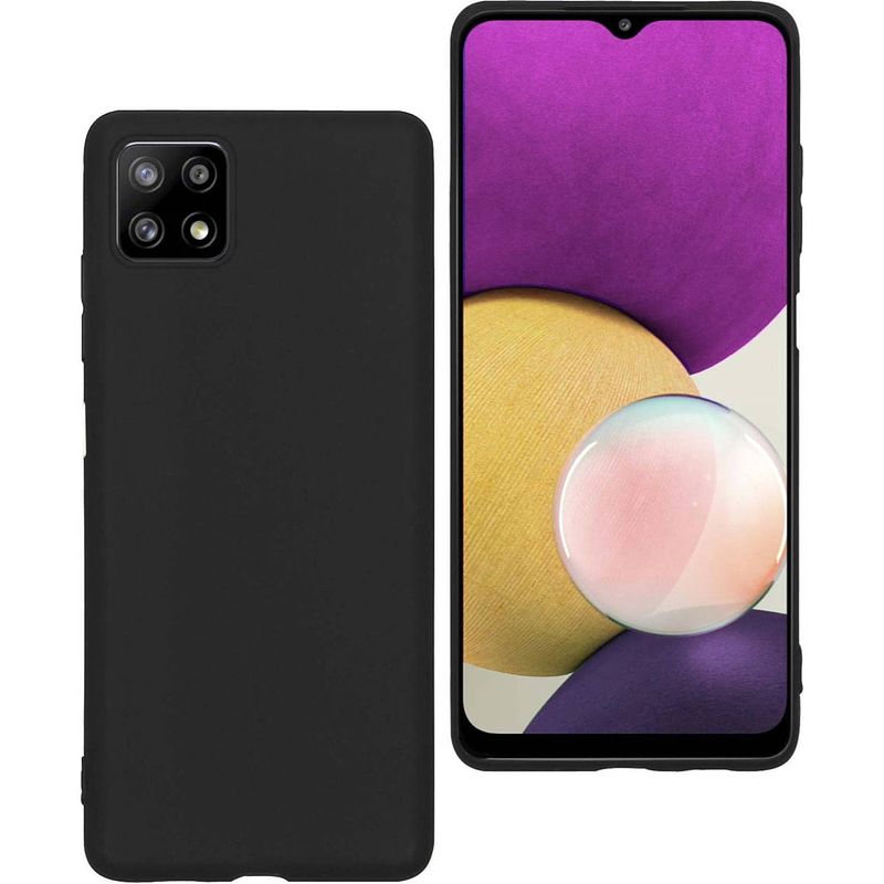 Foto van Basey samsung galaxy a22 4g hoesje siliconen back cover case - samsung a22 4g hoes silicone case hoesje - zwart