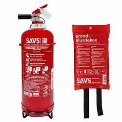 Foto van Savs® brandblus box - vetblusser + blusdeken - m - complete brandblusset - blusrating 8a 55b 40f en 1m x 1m