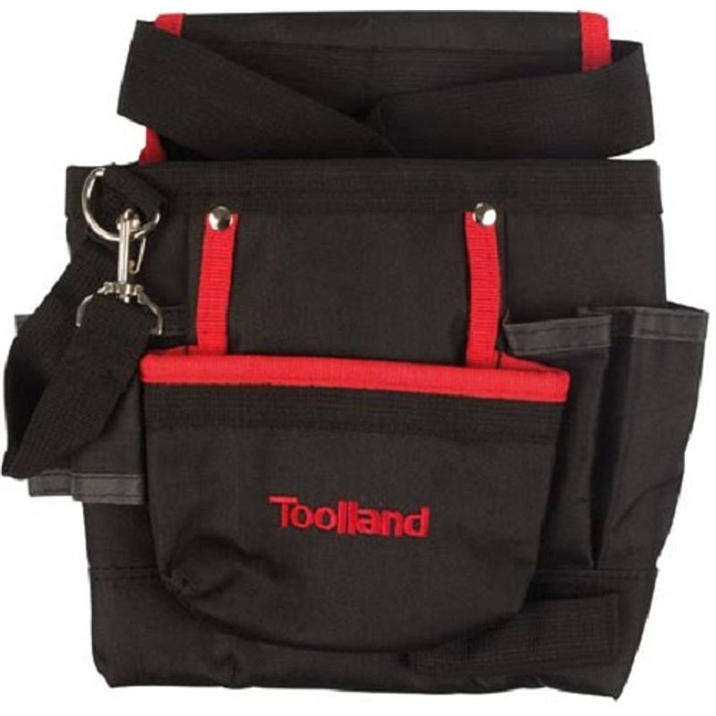 Foto van Toolland gereedschapsdrager 7-vaks 28,3 x 27,4 cm nylon zwart/rood