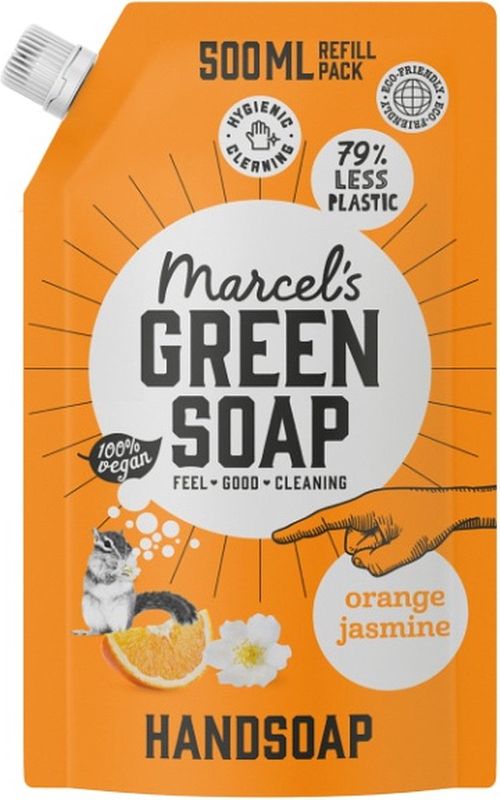 Foto van Marcels green soap handzeep sinaasappel & jasmijn navulling