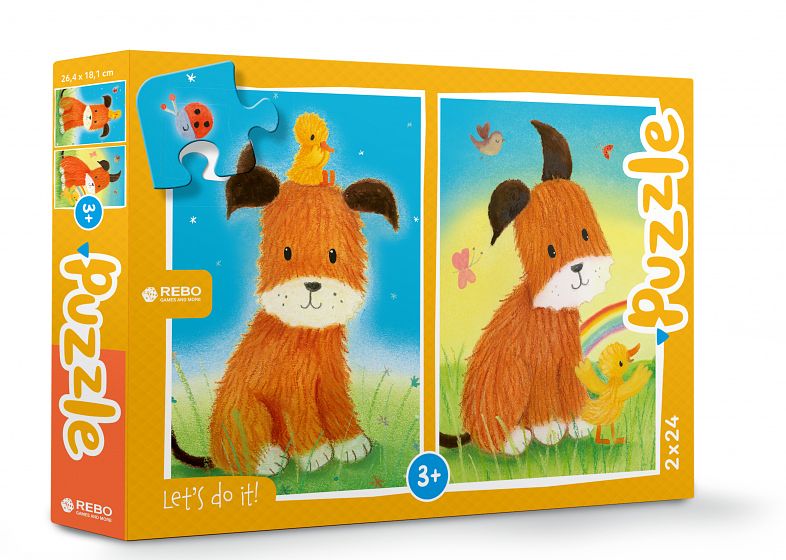 Foto van Rebo productions legpuzzel hond & eendje junior 24/24 stukjes