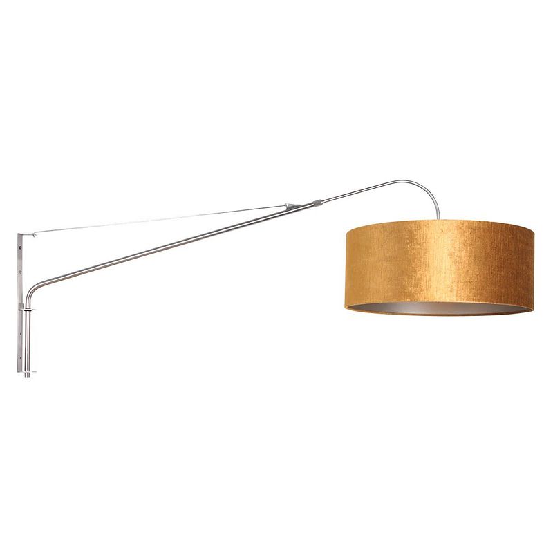 Foto van Steinhauer wandlamp elegant classy 8132 staal velours kap goud