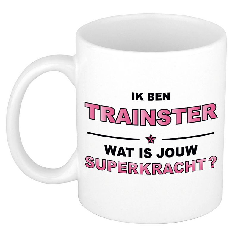 Foto van Ik ben trainster wat is jouw superkracht kado mok / beker / verjaardag - feest mokken