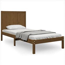 Foto van The living store bedframe grenenhout - honingbruin - 195.5 x 80.5 x 31 cm - geschikt voor 75 x 190 cm matras