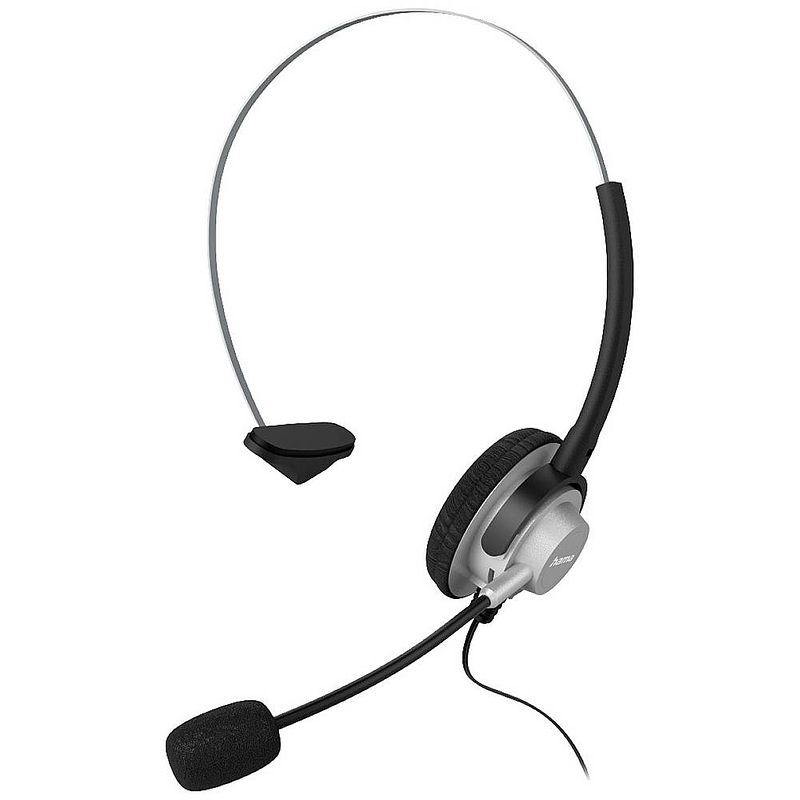 Foto van Hama in-ear-headset on ear headset kabel telefoon mono zwart/zilver volumeregeling