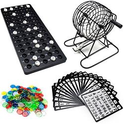 Foto van Bingo spel - bingomolen - bingoballen - bingo kaarten - fiches -