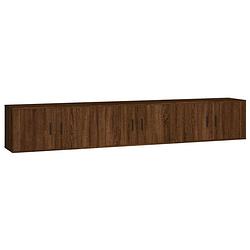 Foto van The living store tv-wandmeubel met 3 stuks - 80 x 34.5 x 40 cm - bruineiken