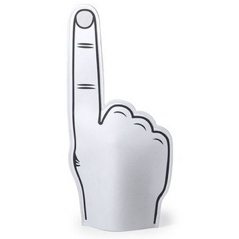 Foto van Foam hand vinger wit 25 x 50 cm supporter feestartikelen - verkleedattributen