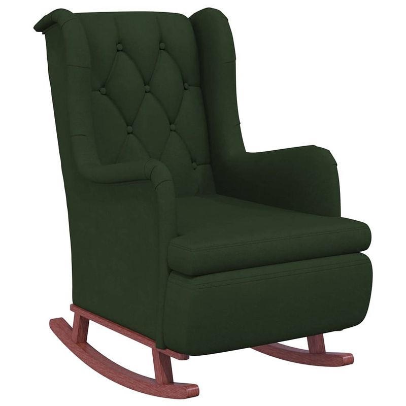 Foto van Vidaxl fauteuil met rubberwood schommelpoten fluweel donkergroen