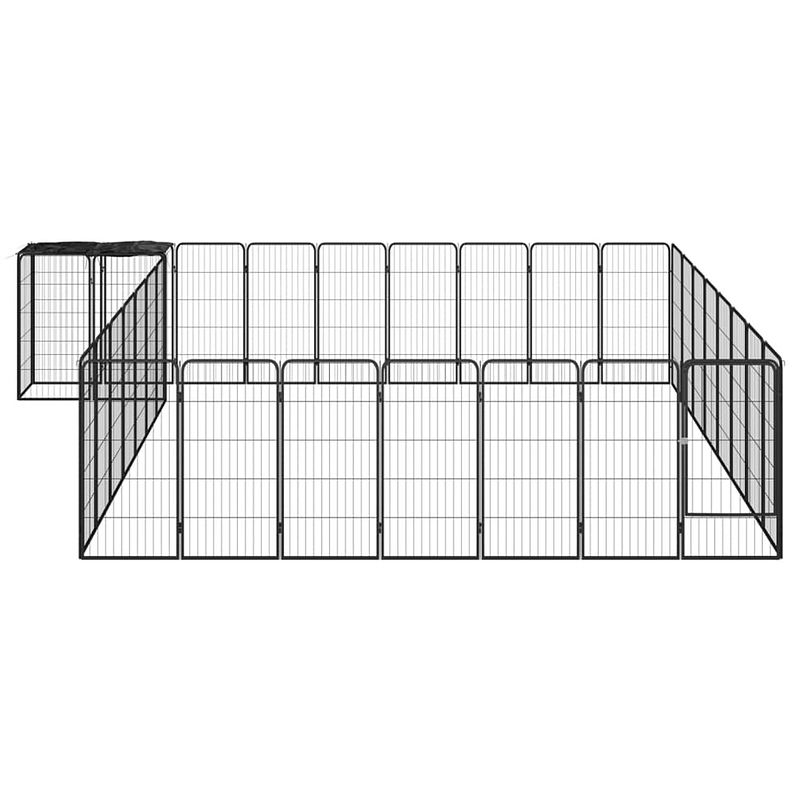 Foto van Infiori hondenkennel 34 panelen 50x100 cm gepoedercoat staal zwart