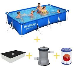 Foto van Bestway zwembad - steel pro - 400 x 211 x 81 cm - inclusief solarzeil, filterpomp & filter