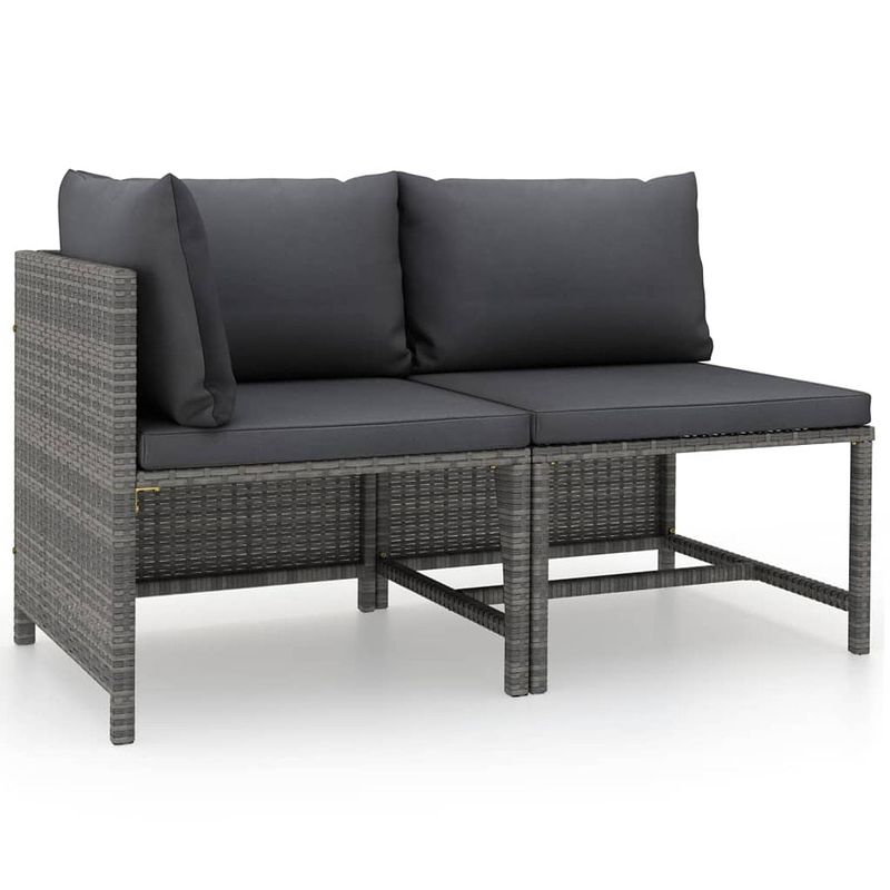 Foto van Vidaxl 2-delige loungeset met kussens poly rattan grijs