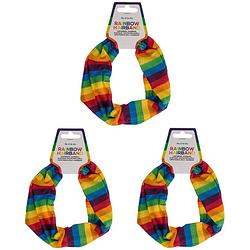 Foto van Haarbandje voor dames - 3x - gay pride/regenboog - polyester - verkleedhaardecoratie