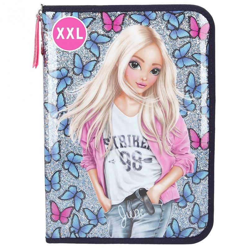 Foto van Topmodel etui butterfly 20 x 28 cm polyester blauw 45-delig