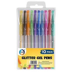 Foto van 10x stuks glitter gekleurde gelpennen - gelpennen