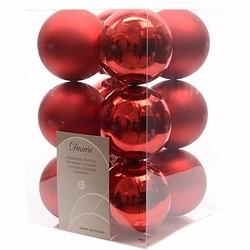 Foto van Christmas red kerstboom decoratie kerstballen rood 12 stuks - kerstbal