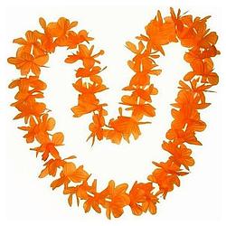 Foto van Set van 8x stuks oranje hawaii bloemen krans slinger - oranje supporter koningsdag feestartikelen