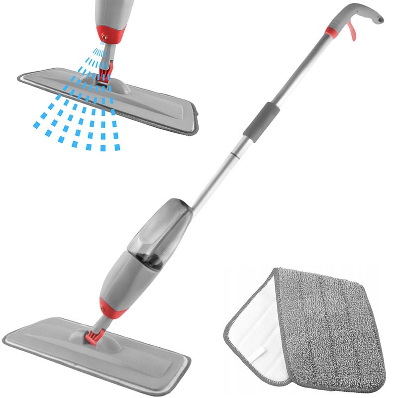 Foto van Vloerwisser - vloerwisser met steel -vloerwisser met spray - mop - dweil - 38 cm wisbreedte