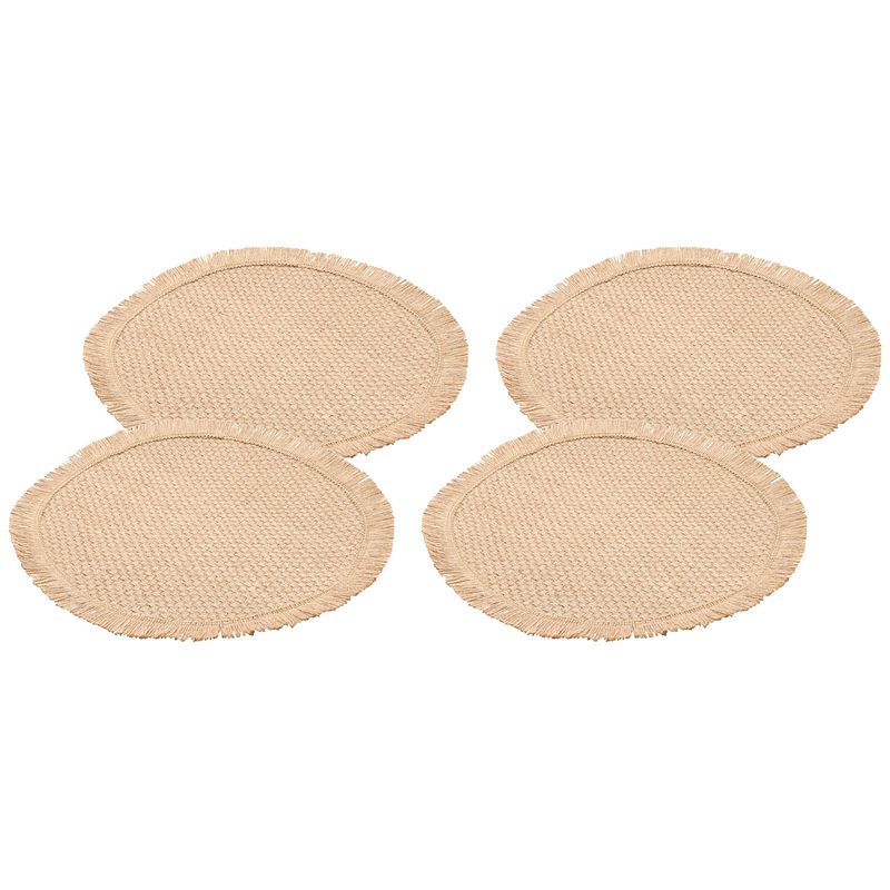 Foto van Chaks placemats - 4x - d38 cm - gevlochten - beige - bohemian style - placemats