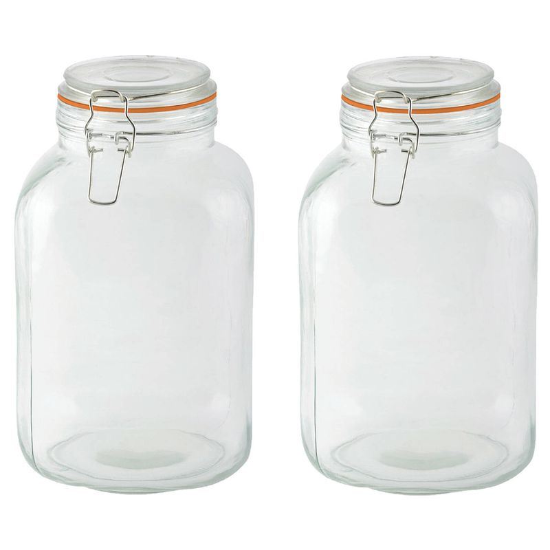 Foto van Esschert design weckpotten/inmaakpotten - 2x - 3l - glas - beugelsluiting - d15 x h24 cm - weckpotten