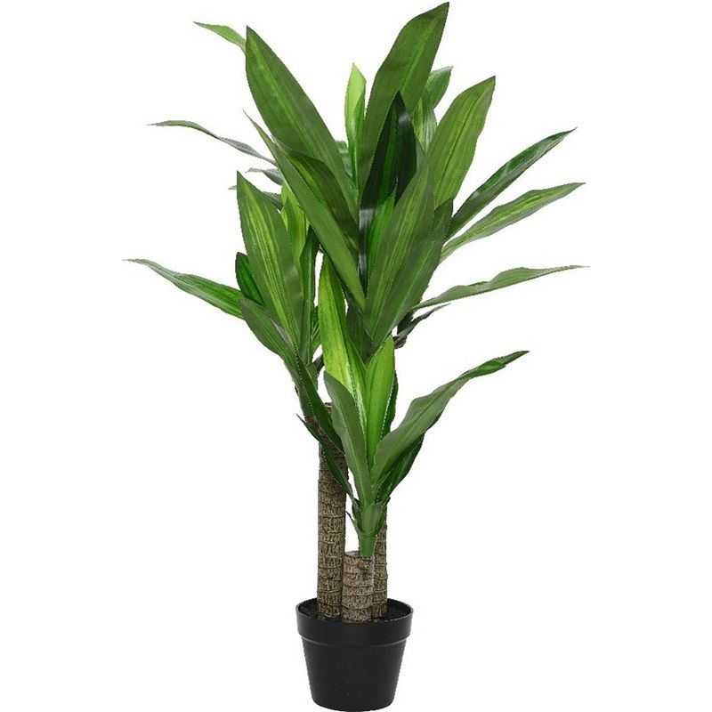 Foto van Groene dracaena/drakenbloedboom kunstplant 105 cm in zwarte pot - kunstplanten