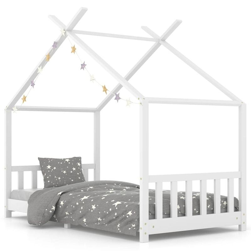 Foto van Vidaxl kinderbedframe massief grenenhout wit 90x200 cm